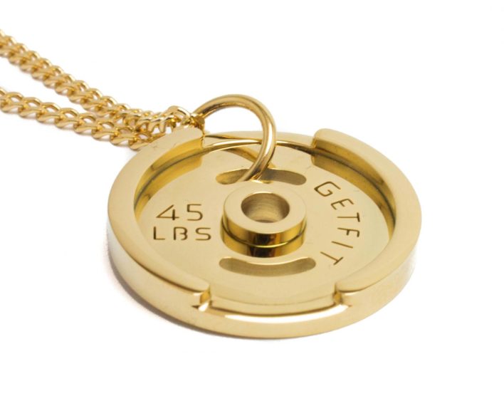 gold weight plate necklace