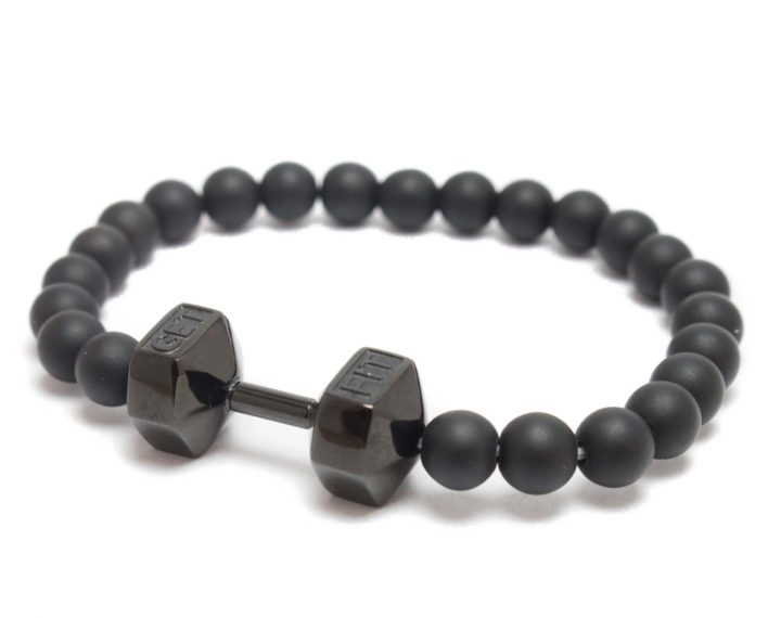 black dumbbell bracelet