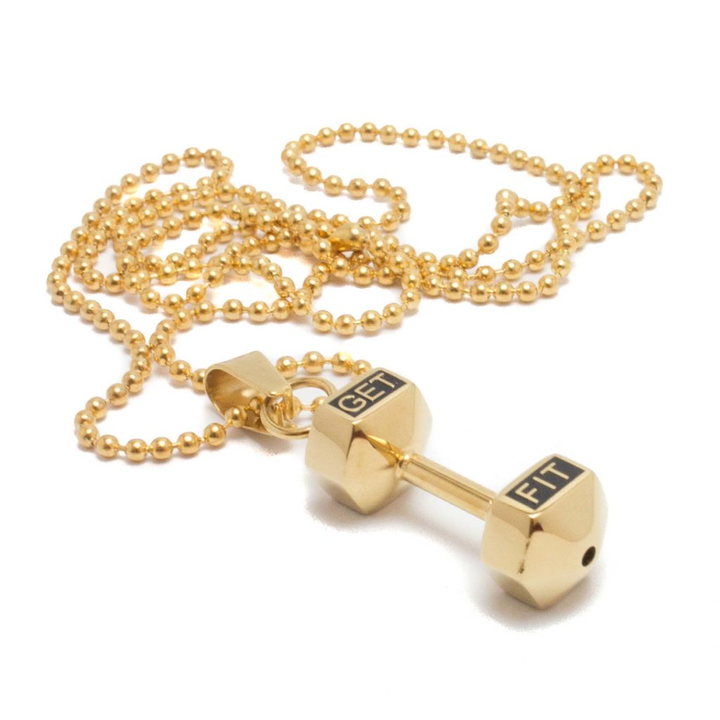 Gold Dumbbell Necklace GETFIT