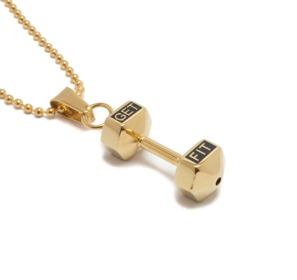 Gold Dumbbell Necklace GETFIT