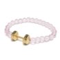 gold dumbbell bracelet with pink beads