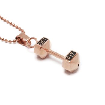 rose gold dumbbell necklace