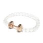 rose gold dumbbell bracelet with white beads