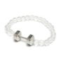 silver dumbbell bracelet with white beads